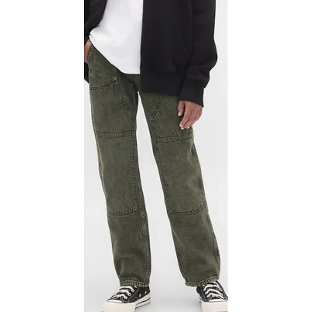 Gap Kids Boys 12 Adjustable Waist 90's Original Straight Green Carpenter Jeans